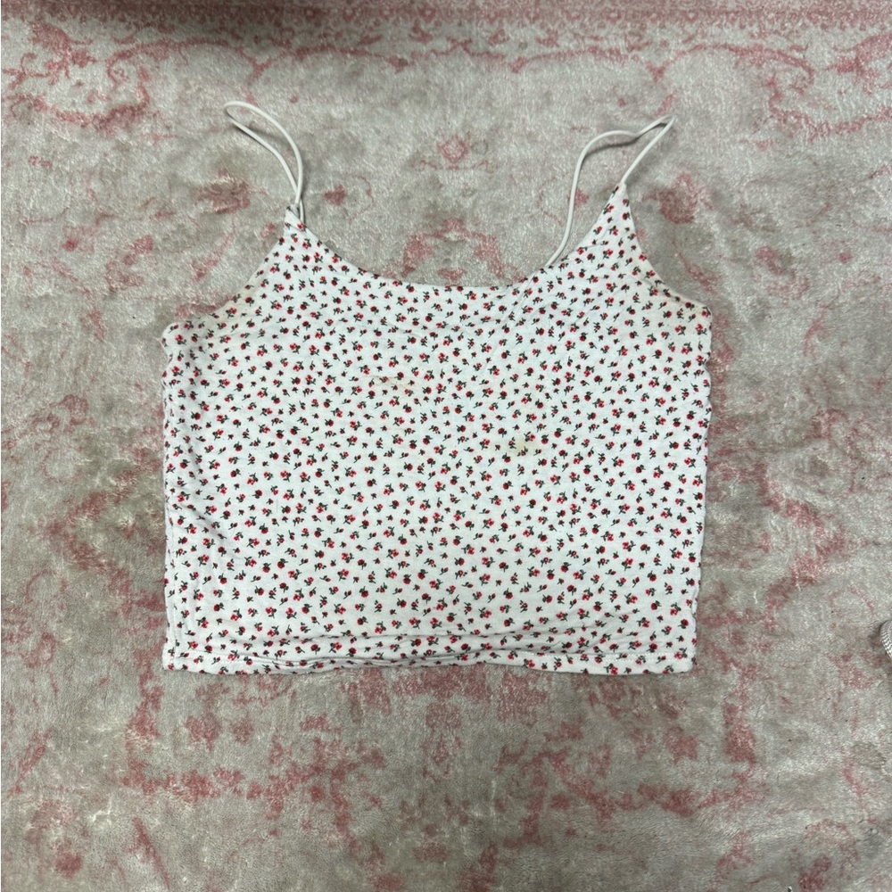 Floral White and Red Women's Top